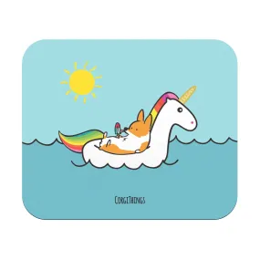 "Summertime Loafin'" Corgi Unicorn Floatie Mousepad