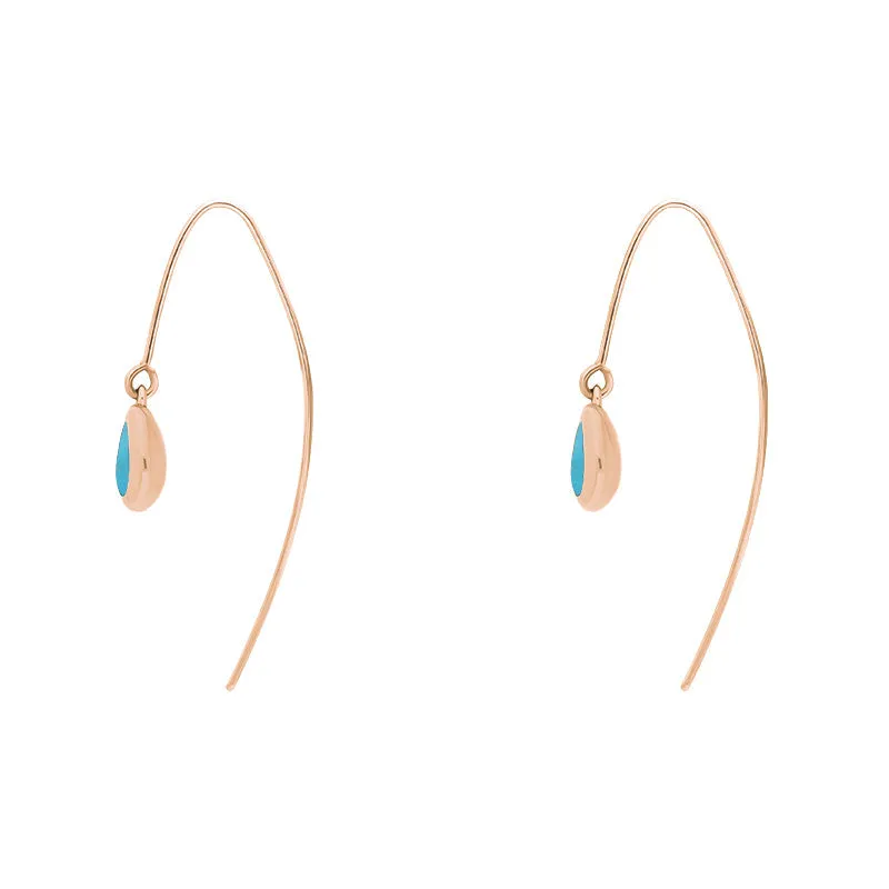 18ct Rose Gold Turquoise Cross Disc Drop Earrings