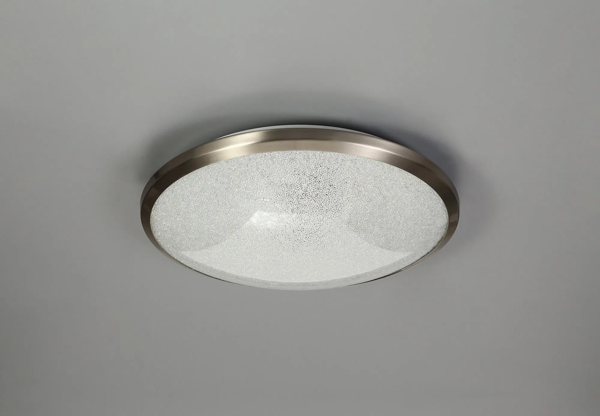 Agile Bathroom Flush Ceiling Light IP44 - Satin Nickel/Crystaline, 3yrs Warranty Small/Medium