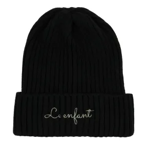 beanie chunky ribbed with logo - black