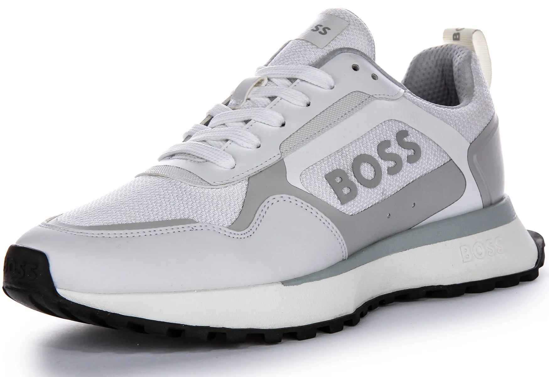 Boss Jonah Runner Sneaker In White Grey For Men