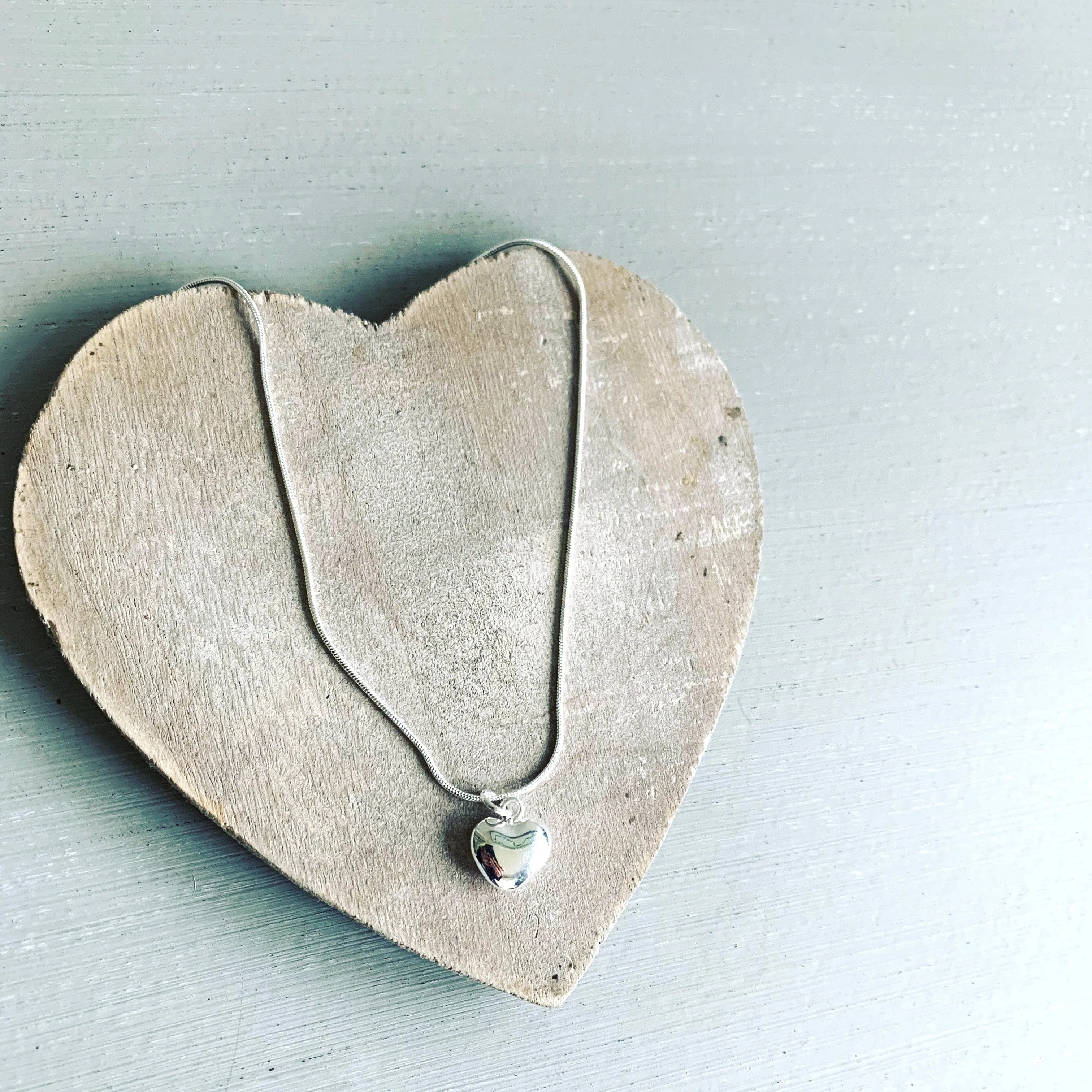 Chunky Silver Heart Necklace