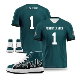 Custom Green Black Philadelphia Football Jersey and Firesoul Sports Shoes Combo Offer Personalized Combo ZH-D020273-23