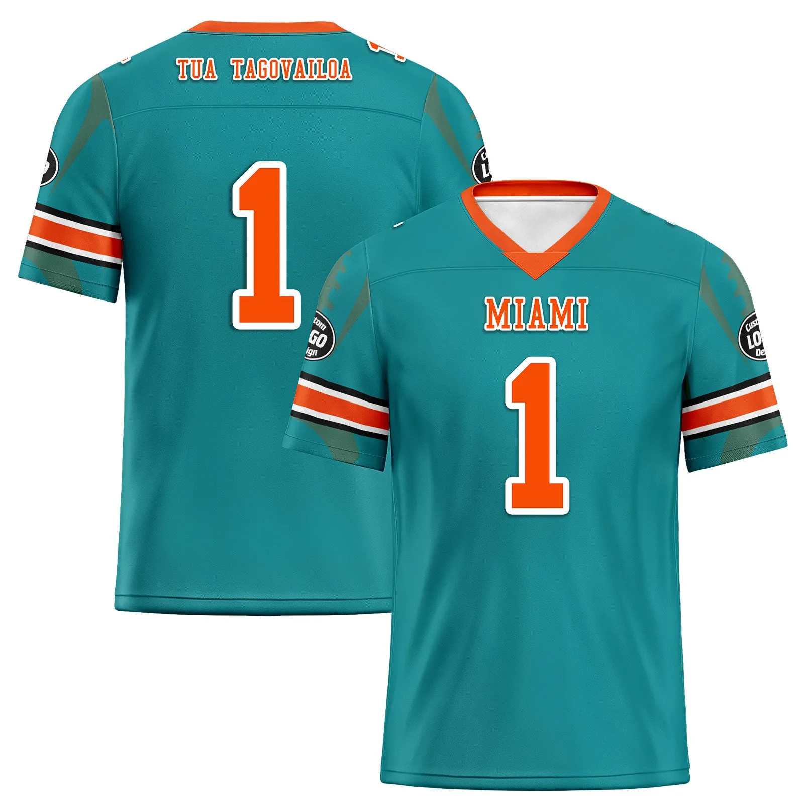 Custom Light Green Miami Football Jersey and Sports Shoes Combo Offer Personalized Combo ZH-D025008-25