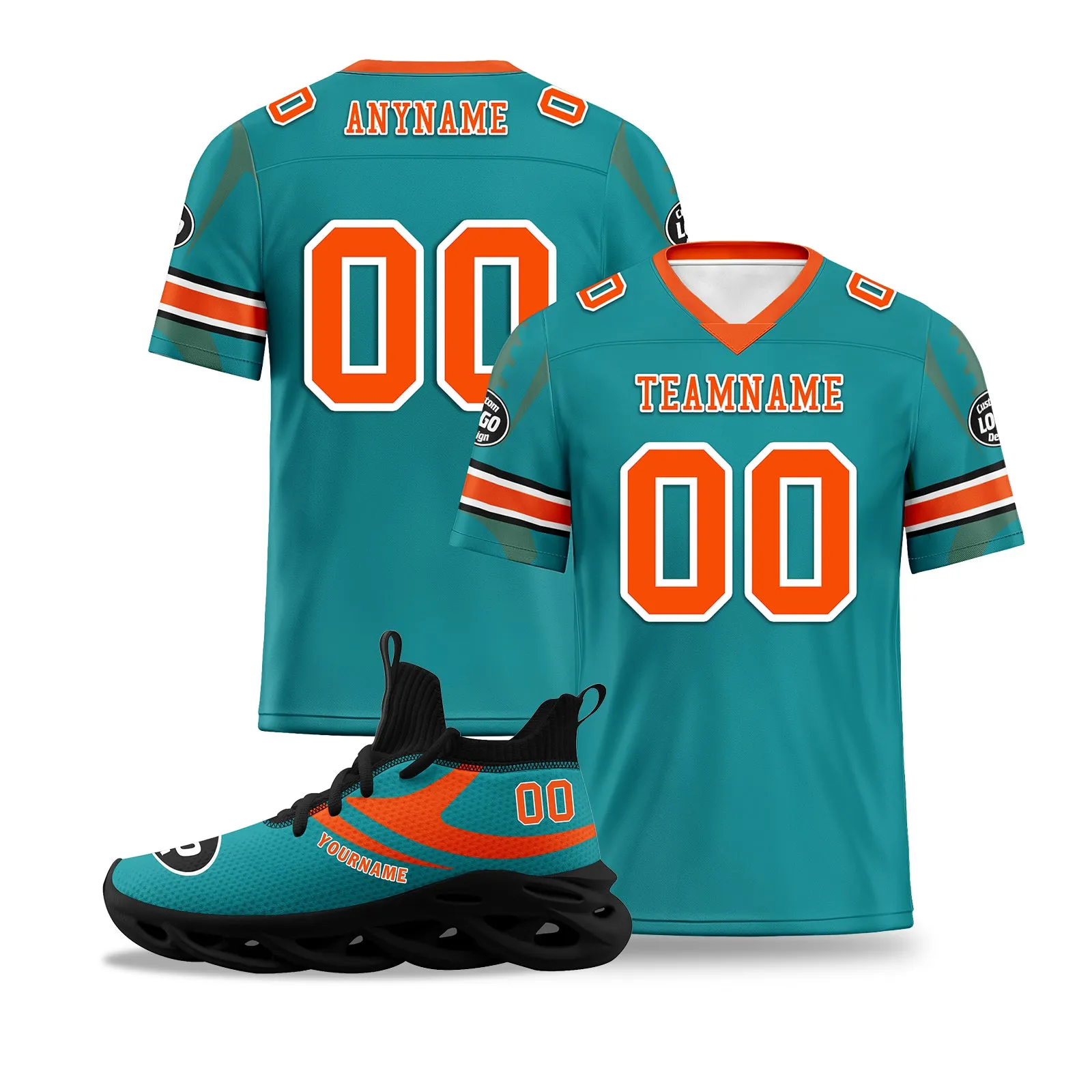 Custom Light Green Miami Football Jersey and Sports Shoes Combo Offer Personalized Combo ZH-D025008-25