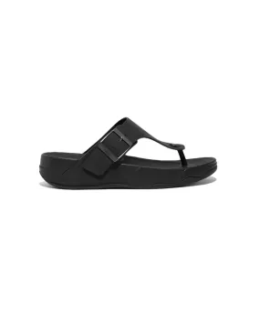 FitFlop Trakk II Mens Buckle Leather Toe Post Sandals Black