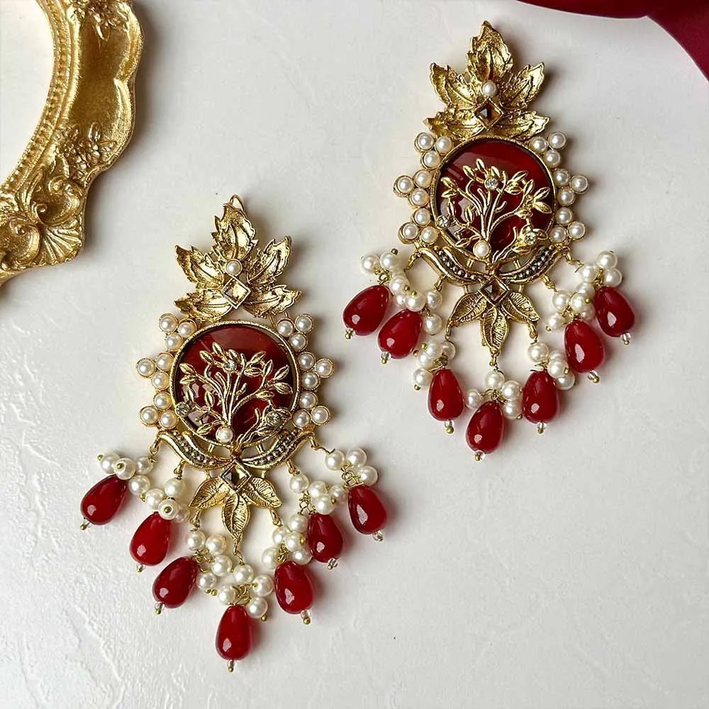 Gulaal Earrings (Maroon)