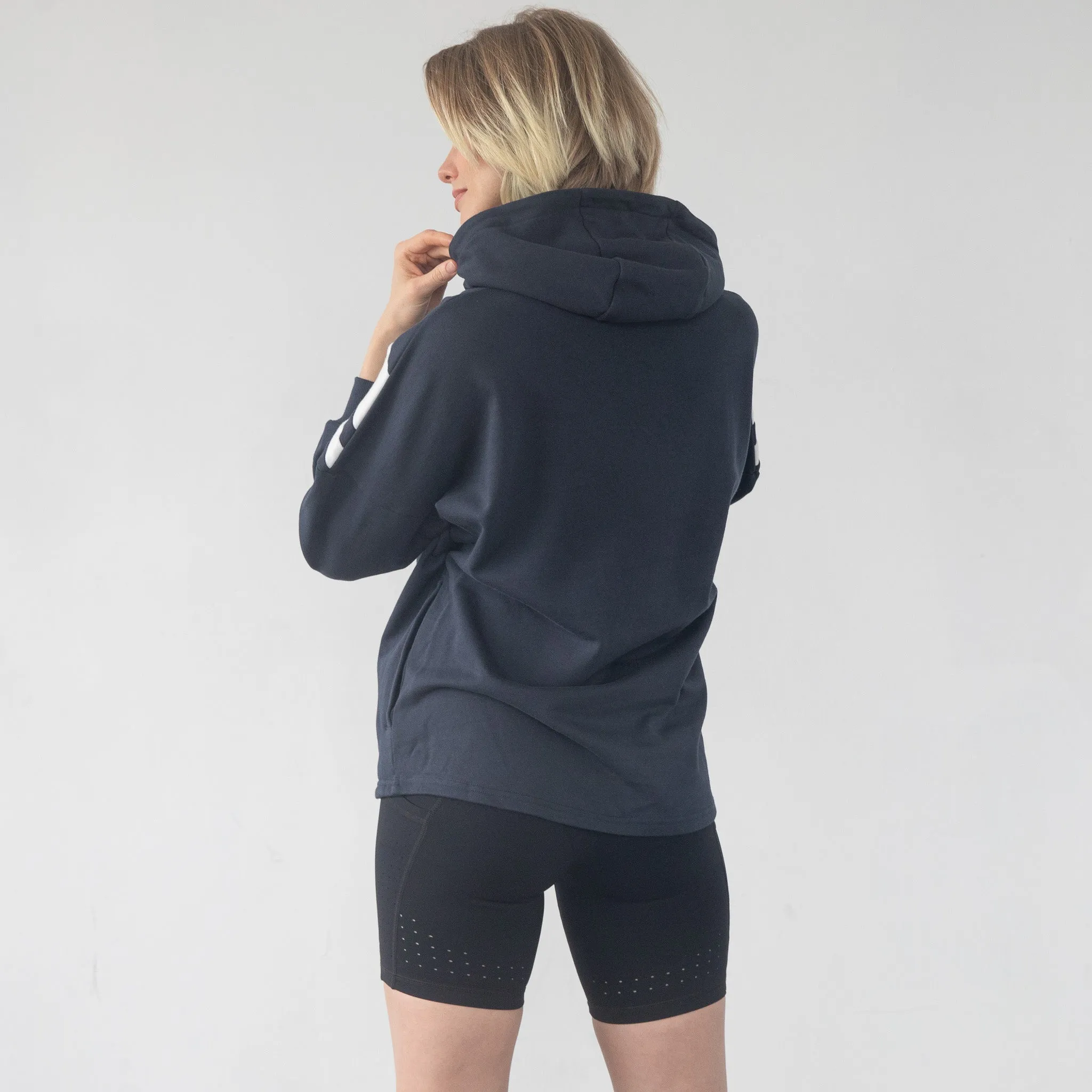 Isabella The Organic Oversized Nursing & Pregnancy Hoodie (Navy White)