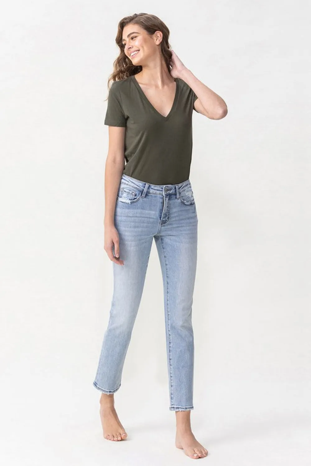 Lovervet Full Size Andrea Midrise Crop Straight Jeans