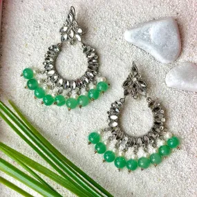 Manika Earrings (Silver Light Green)