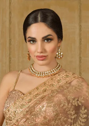 'Ruhi', Antique Kundan Bridal Half Set with Peach Beads by Oorvi Desai