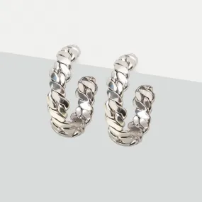 Silver Twist Hoop Earrings