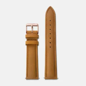 Strap 18 mm Leather Caramel, Rose Gold Colour