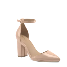 The D'Orsay - Sand Patent   Block Heel Kit 4 Sand - FINAL SALE